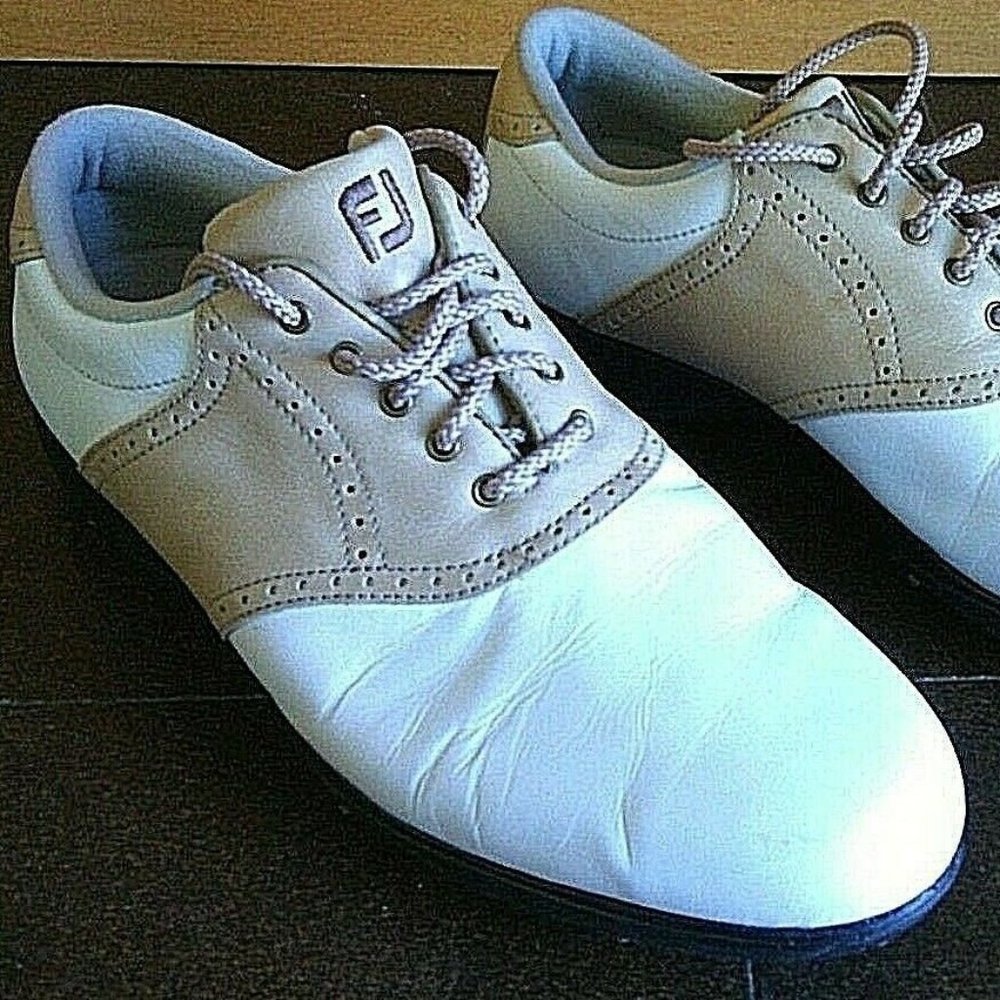 FootJoy Shoes Woman's 8.5 W Summer Series Leather Tan White Soft Spike Golf Shoe